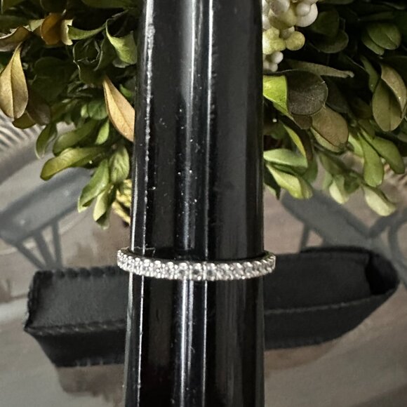 Sterling Silver Cubic Zirconia Band Set Size 9 1/2 Preowned - Picture 1 of 8